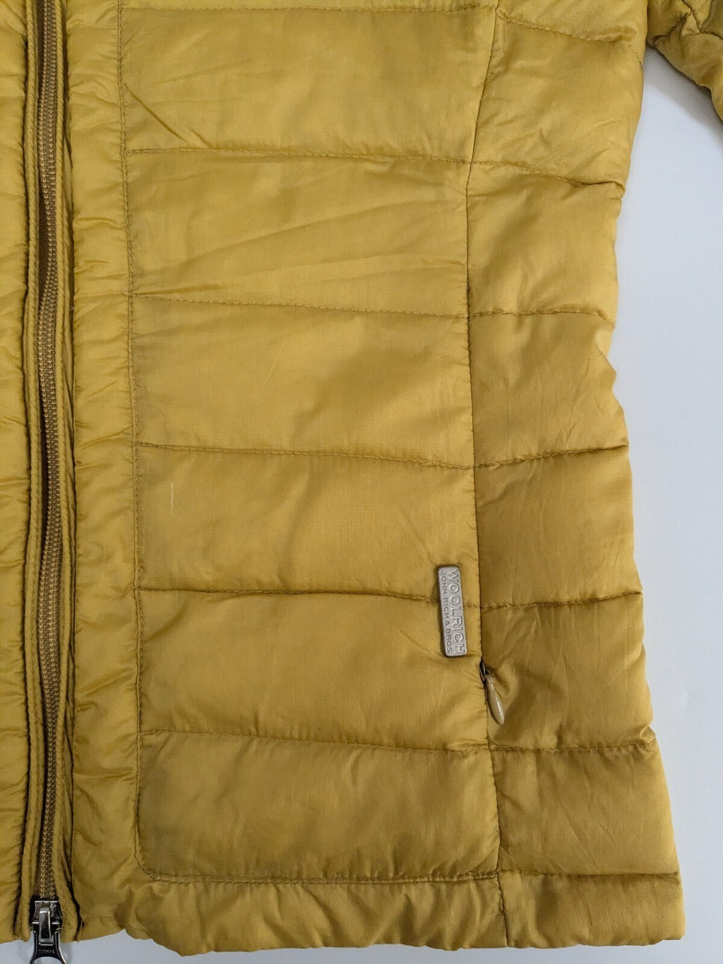 Woolrich Puffer Jacket Womens M Mustard Yellow Quilted Insulated