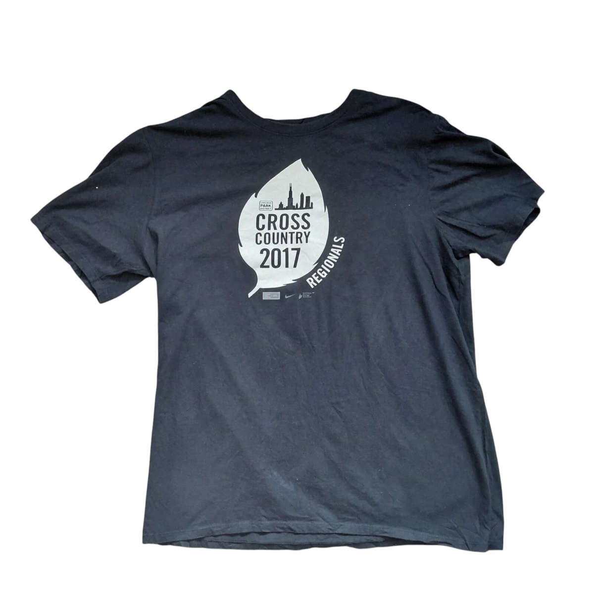 My Store black Nike cotton t-shirt featuring a white Cross Country 2017 Regionals graphic print on the chest.