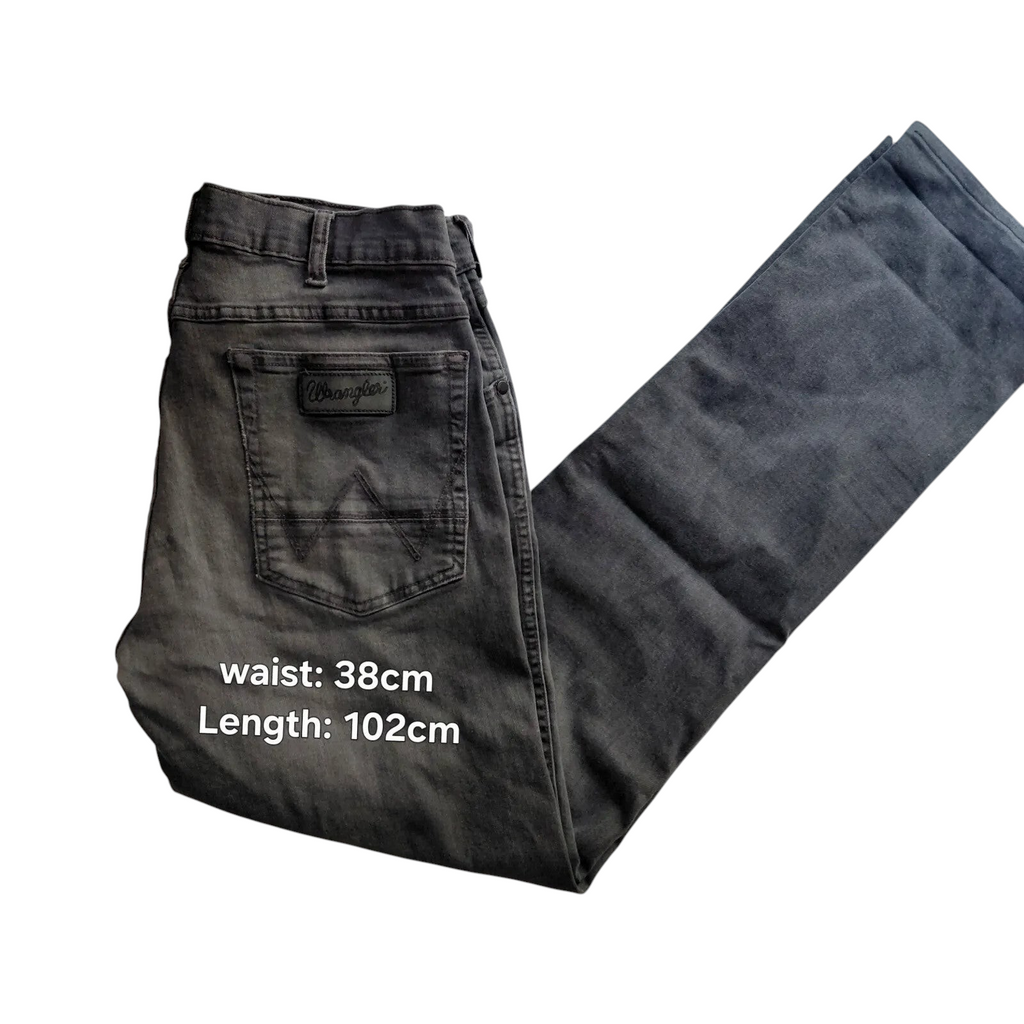 My Store Wrangler Greensboro grey straight leg denim jeans with faded finish and back pocket branding