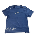 My Store blue Nike Dri-FIT short sleeve running t-shirt with a white logo graphic on the chest.