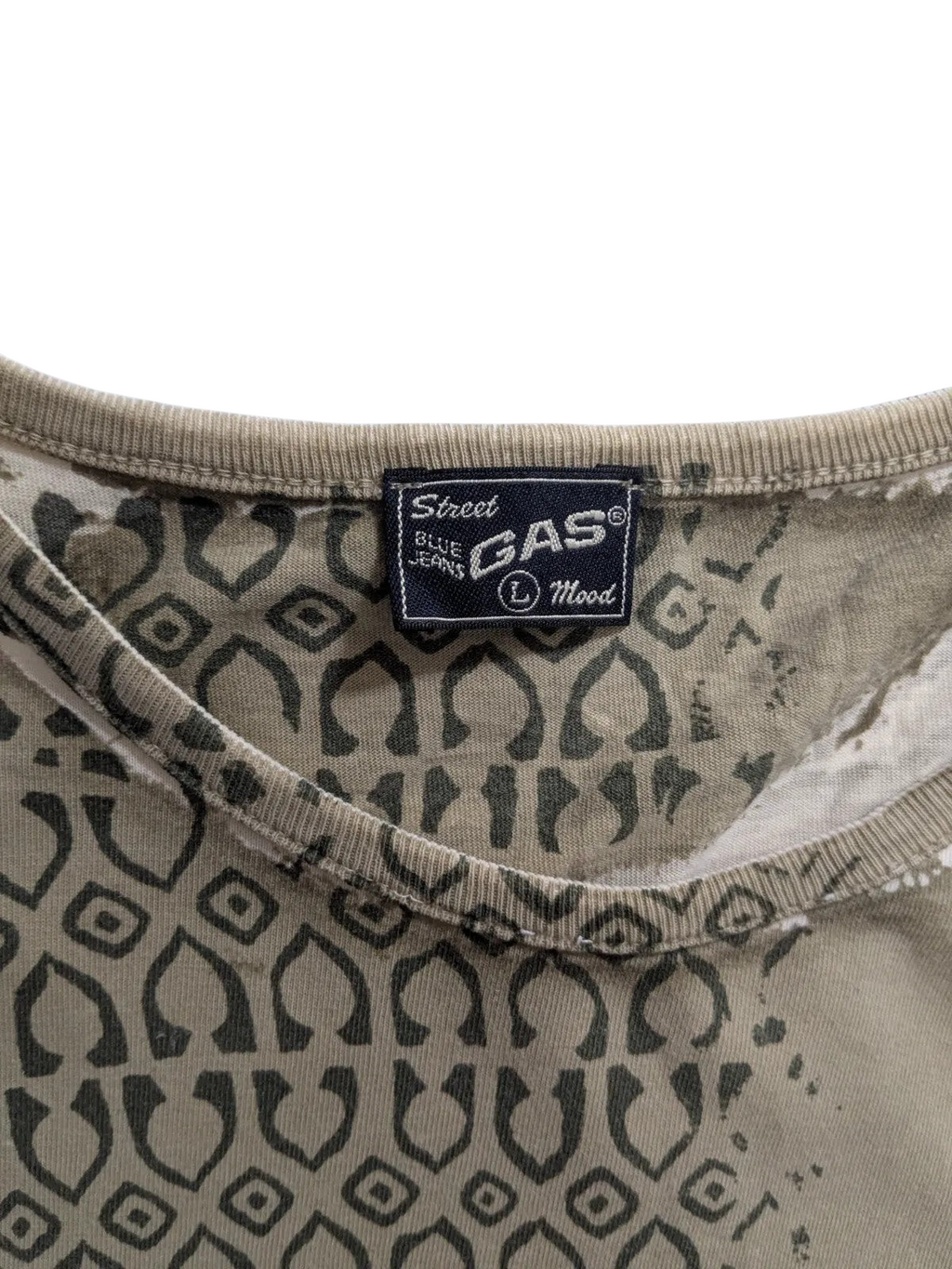 My Store khaki cotton GAS graphic t-shirt with distressed print and crew neck label detail