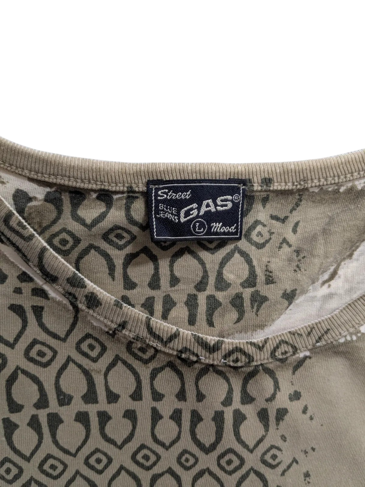 My Store khaki cotton GAS graphic t-shirt with distressed print and crew neck label detail