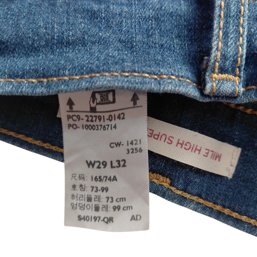 My Store Levi's Mile High super skinny jeans size W29 L32 dark blue wash denim inner care label detail
