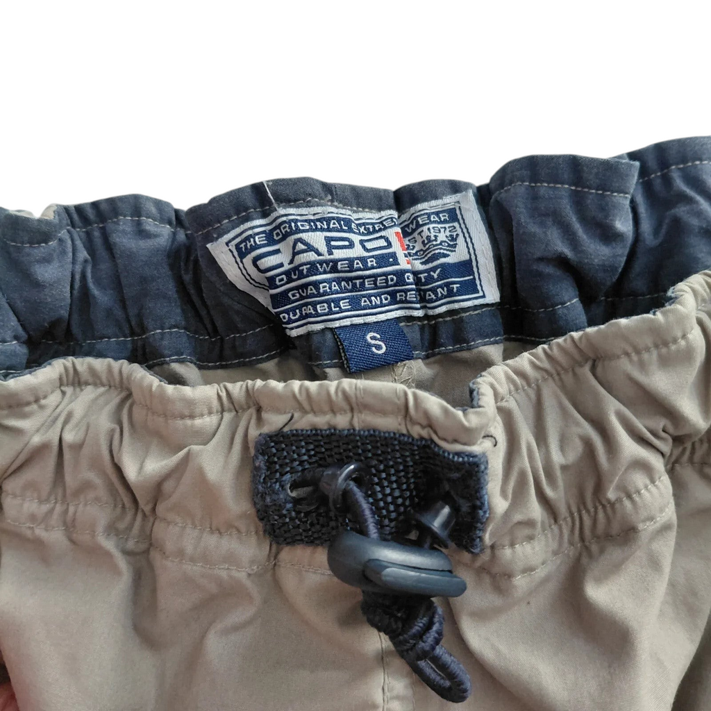 My Store Capo Outwear beige cargo trousers with elastic waistband and drawstring detail, size small