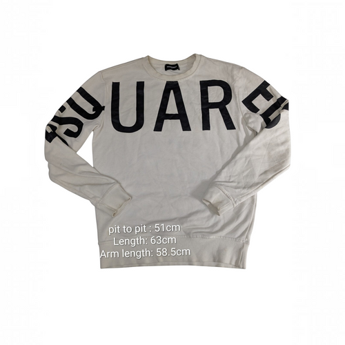 My Store Dsquared2 white cotton sweatshirt with bold black logo print across the chest and sleeves.