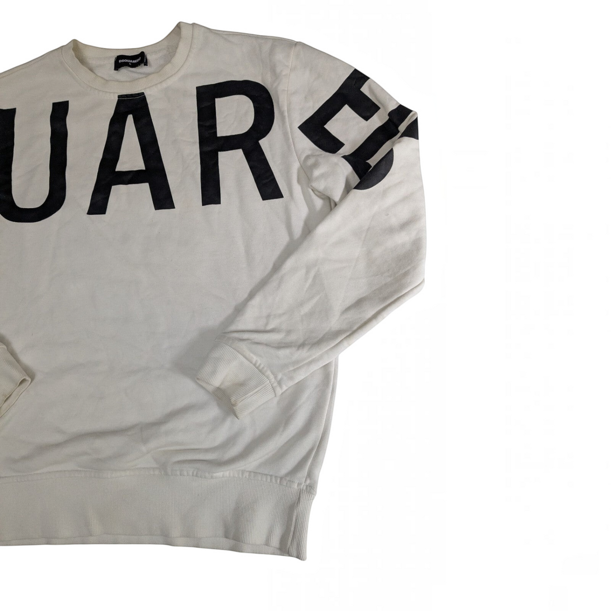 My Store Dsquared2 white cotton sweatshirt with bold black logo print on chest and sleeve