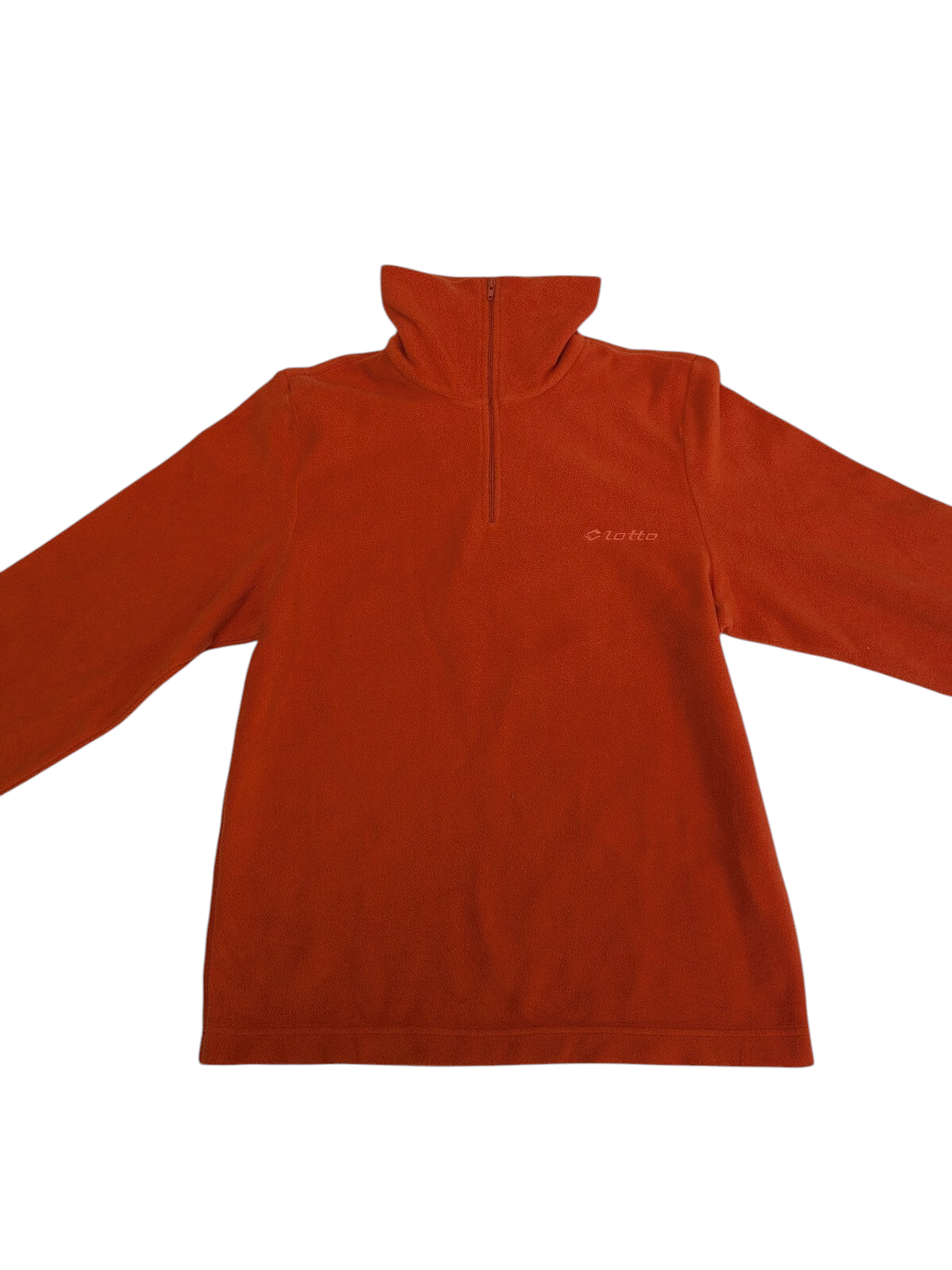 My Store Lotto orange quarter-zip fleece pullover with high collar and long sleeves on a white background