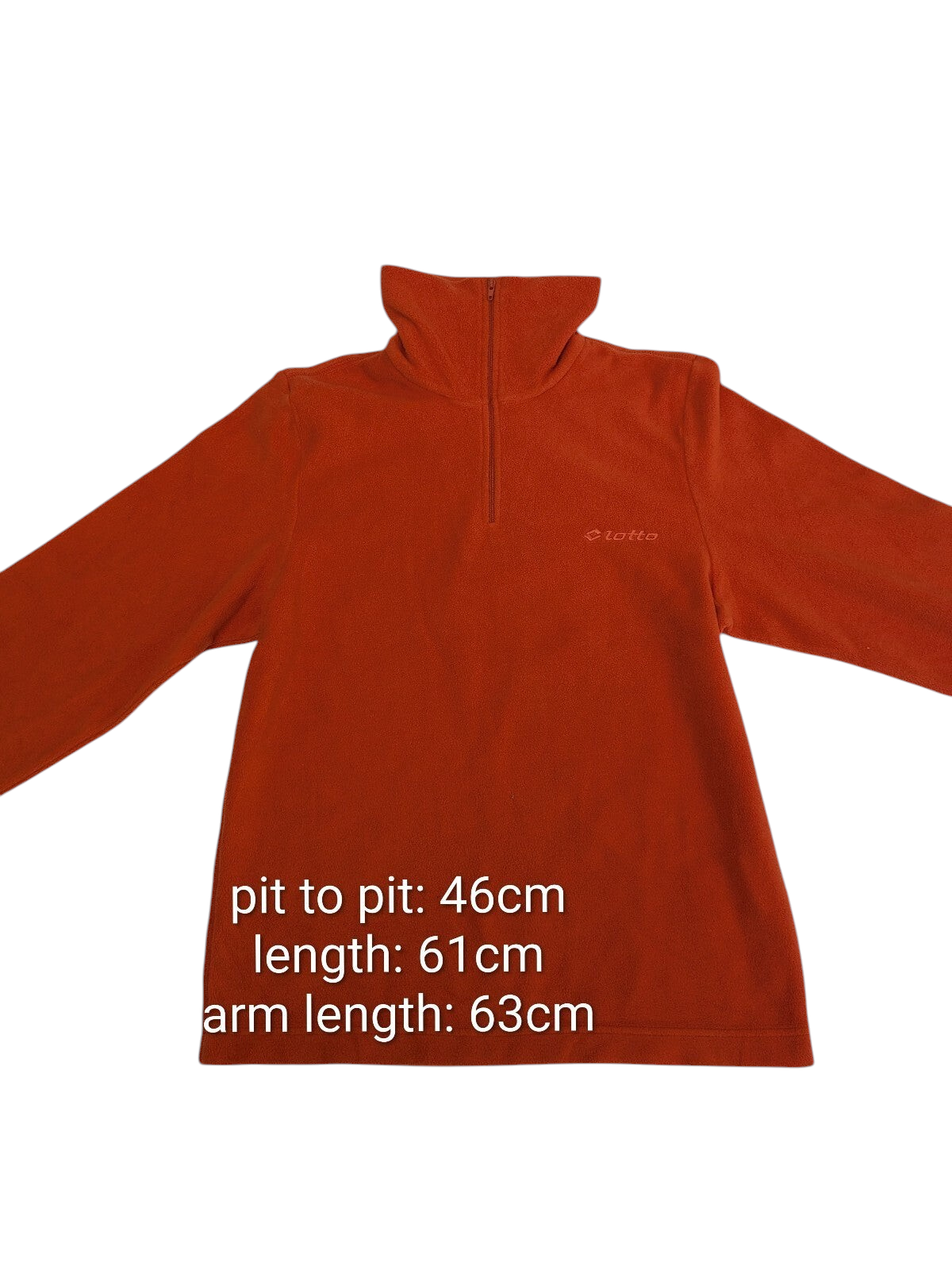 My Store Lotto orange quarter-zip fleece pullover with high collar and elastic cuffs for casual outdoor wear