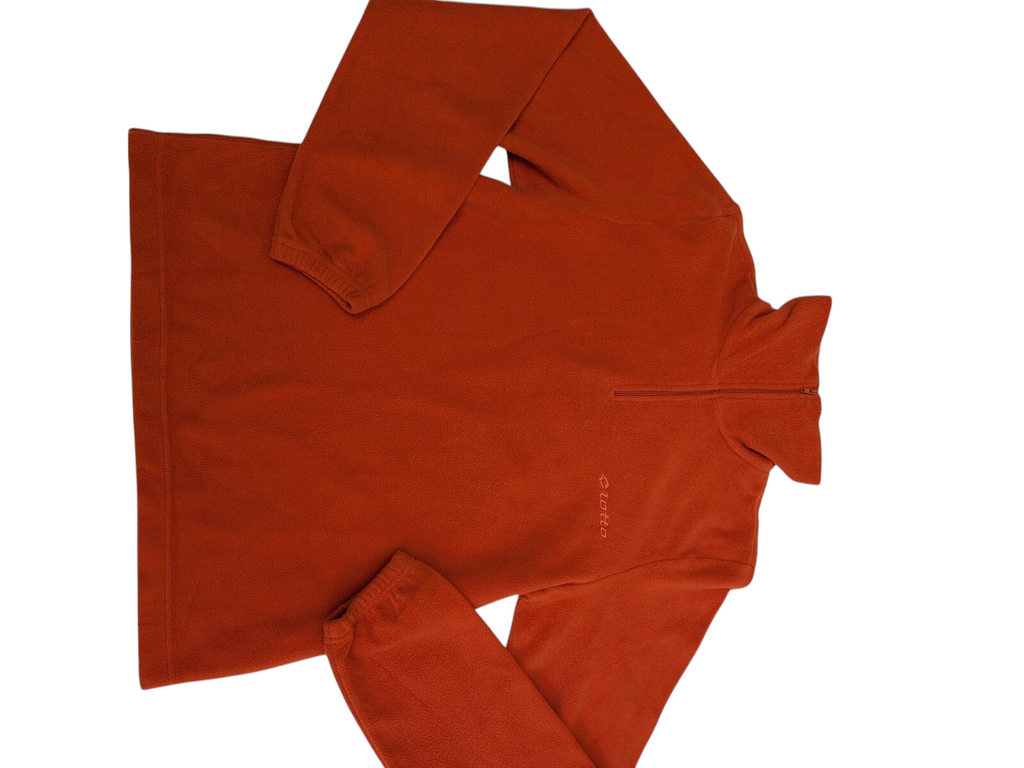 My Store Lotto orange quarter-zip fleece pullover with high collar and elastic cuffs for casual outdoor wear.
