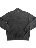 My Store Tommy Hilfiger gray cotton quarter-zip sweater with embroidered chest logo and ribbed cuffs