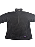 My Store Patagonia Synchilla black quarter-zip fleece pullover with stand-up collar and soft polyester fabric.