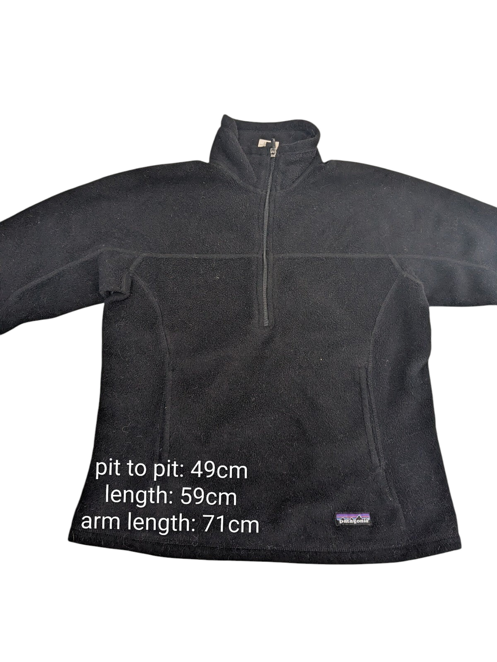 My Store Patagonia Synchilla black quarter-zip fleece pullover with stand-up collar and polyester fabric