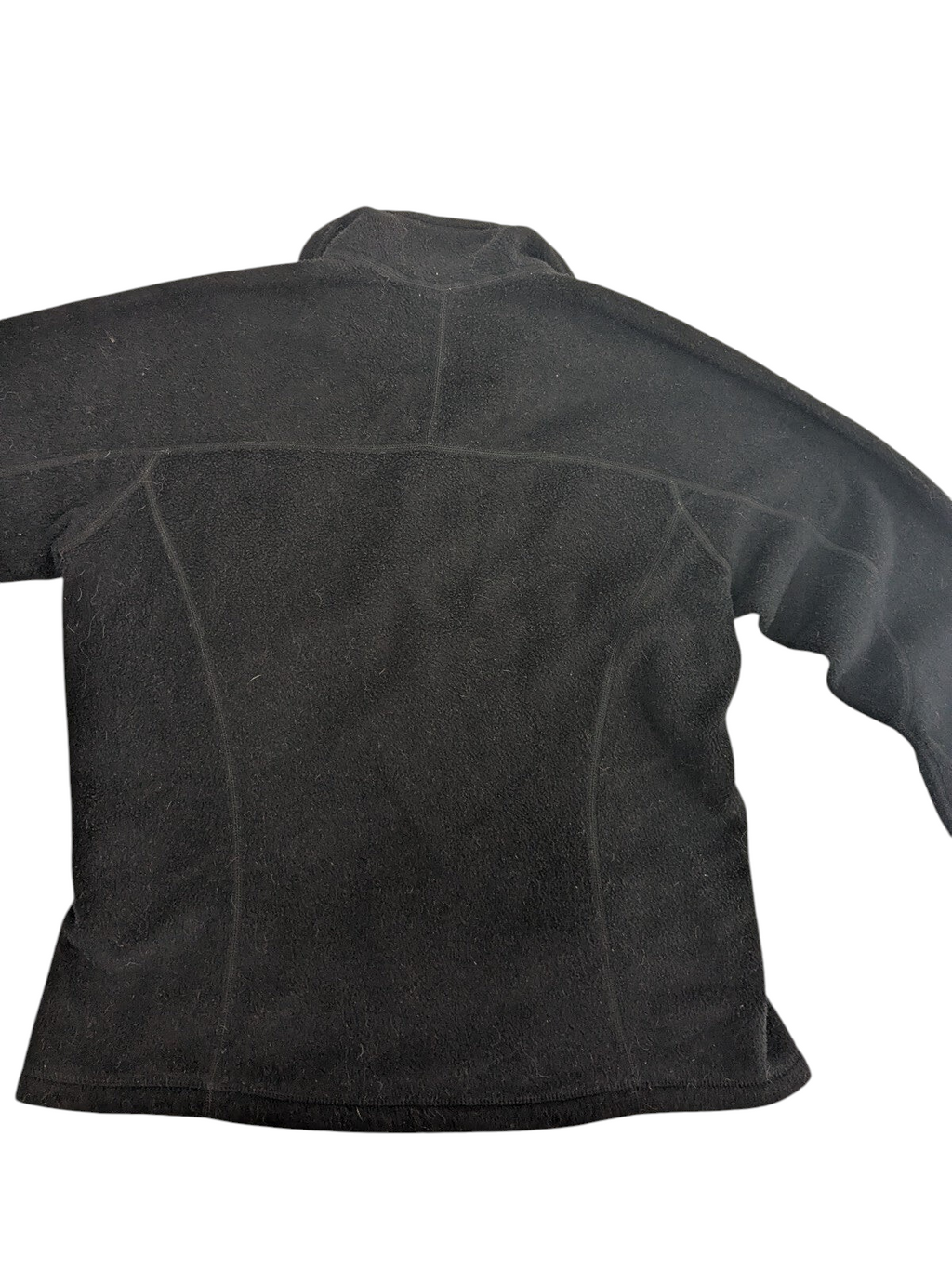 My Store Patagonia Synchilla black quarter-zip fleece pullover, back view showing soft polyester fabric.