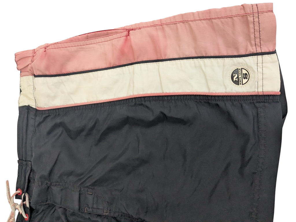 My Store North Sails black and pink polyester swim shorts with white side stripe and logo patch detail