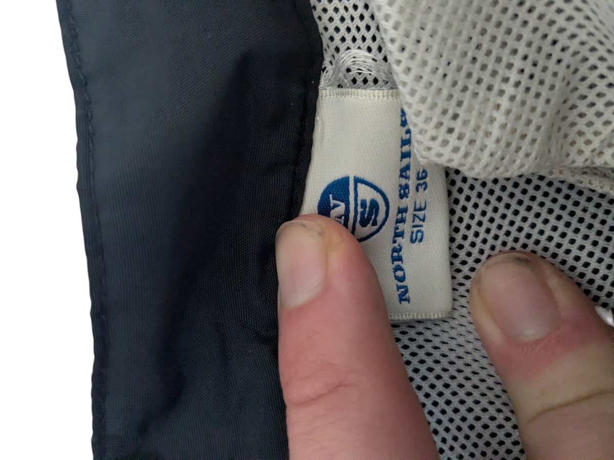 My Store North Sails black and pink swim shorts label detail showing size 36 and white mesh lining