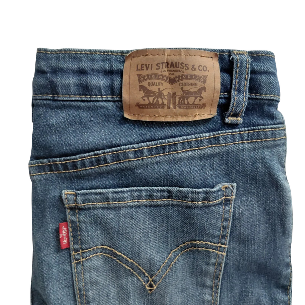 My Store Levis 720 high rise super skinny jeans in mid blue wash denim with leather back patch and red tab