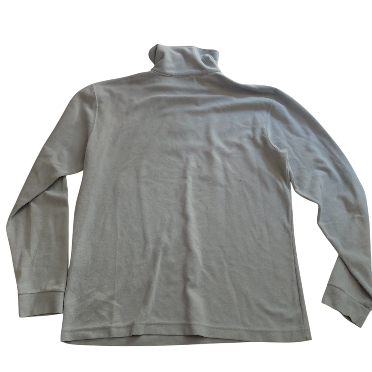 My Store grey Champion fleece quarter zip pullover with a high neck collar viewed from the back