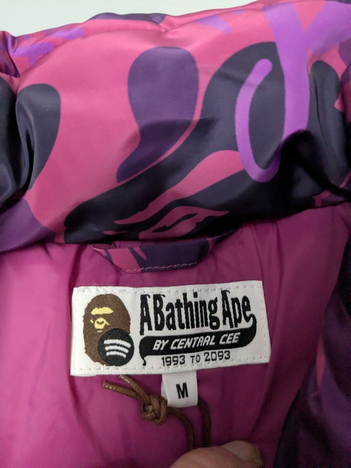 A Bathing Ape Syna World Padded Jacket Mens M Purple Camo Hooded