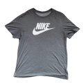 My Store charcoal Nike Dri-FIT graphic t-shirt with white logo, crew neck, and short sleeves in size XL