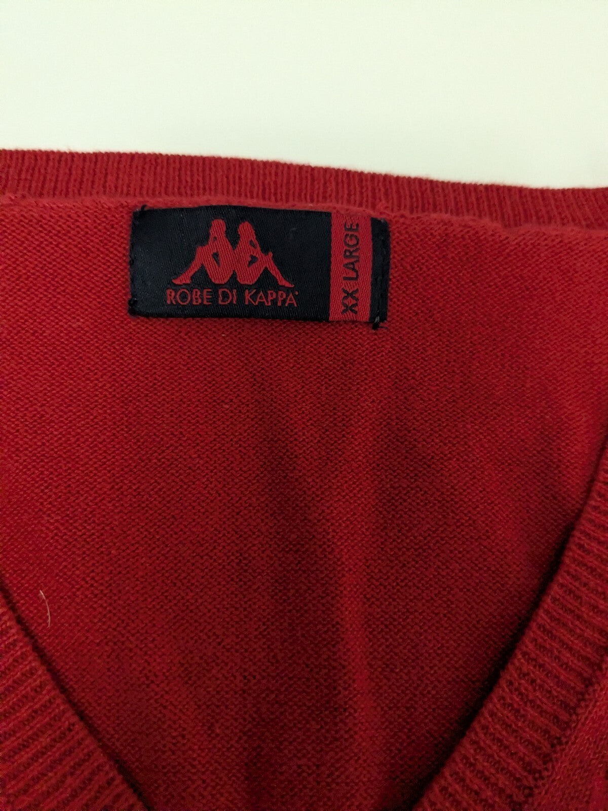 Kappa Sweater Mens 2XL Red V-Neck Knit Jumper