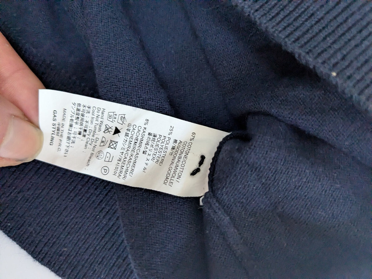 GAS Cardigan Mens M Navy Button-Up Knit Sweater