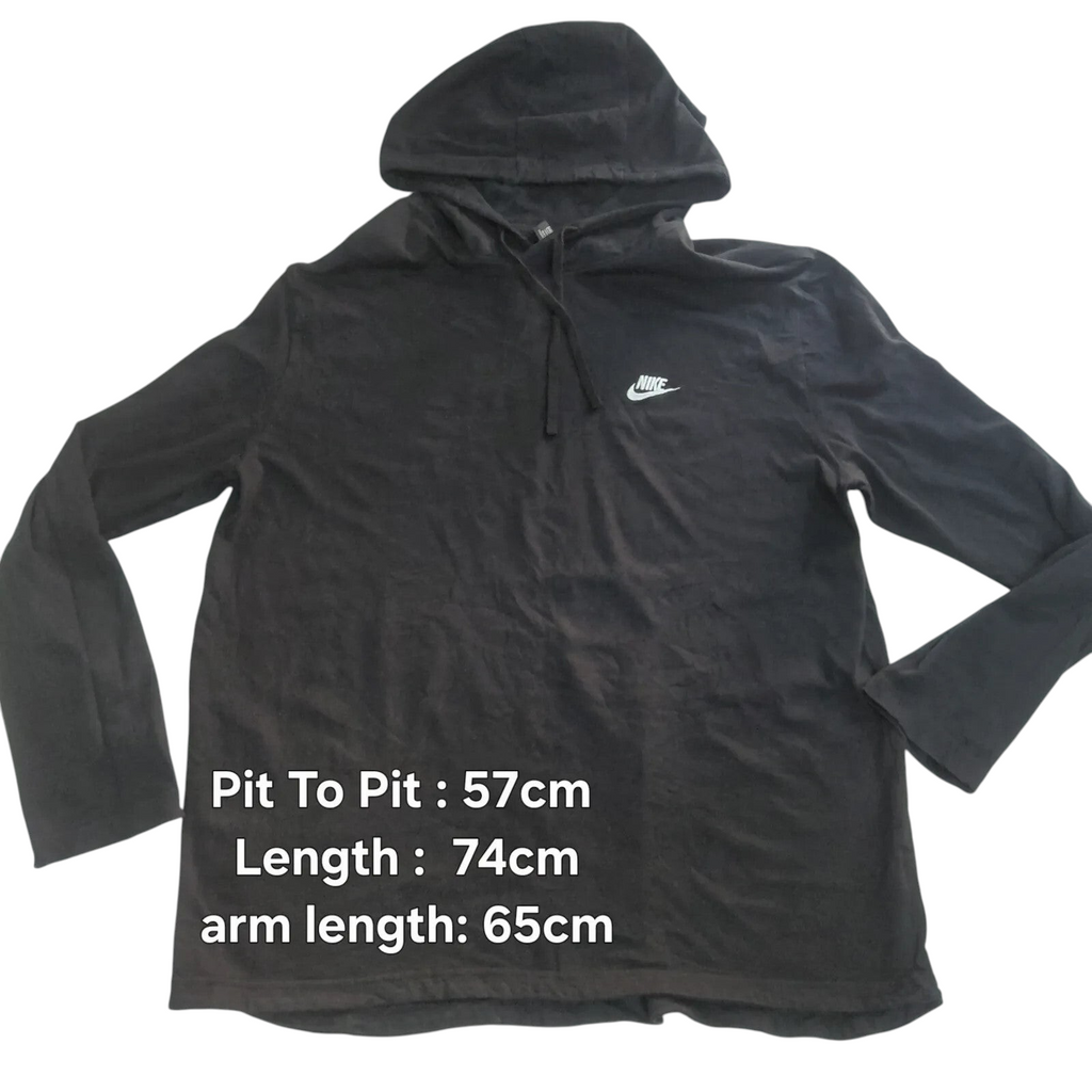 My Store black Nike pullover hoodie with white logo, size XXL, featuring a drawstring hood and long sleeves.