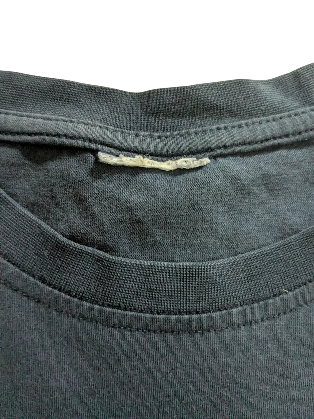 My Store navy cotton crew neck t-shirt with worn inner neck label detail