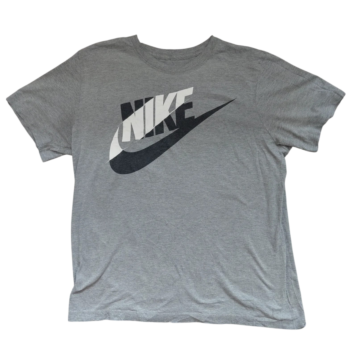 My Store grey Nike crew neck t-shirt with a large black and white graphic logo on the front