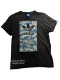 My Store black Adidas crew neck t-shirt with a blue camouflage graphic logo print on the front