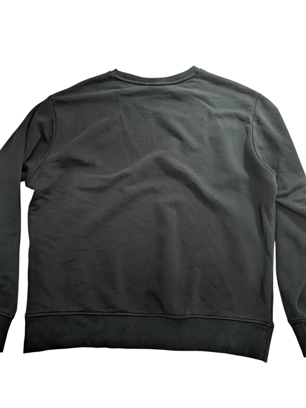 My Store pre-owned black New Balance crewneck sweatshirt, back view showing plain cotton fabric and ribbed hem.