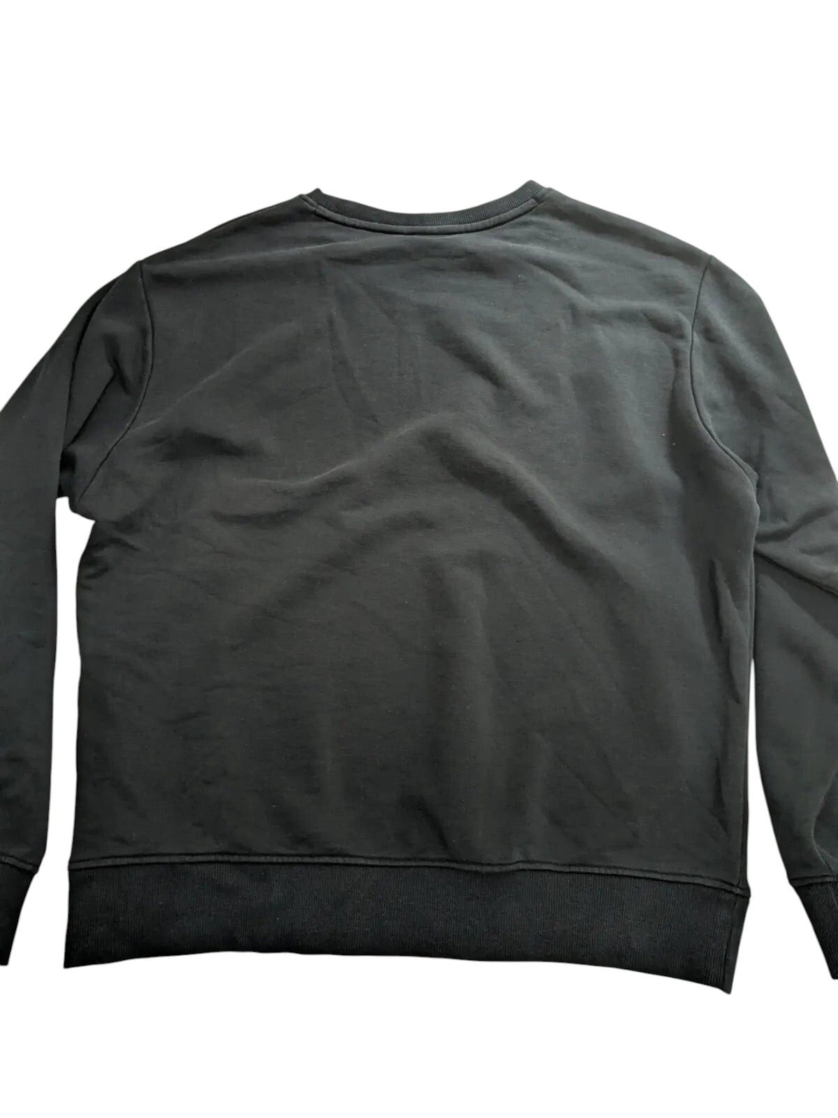 My Store pre-owned black New Balance crewneck sweatshirt, back view showing plain cotton fabric and ribbed hem.