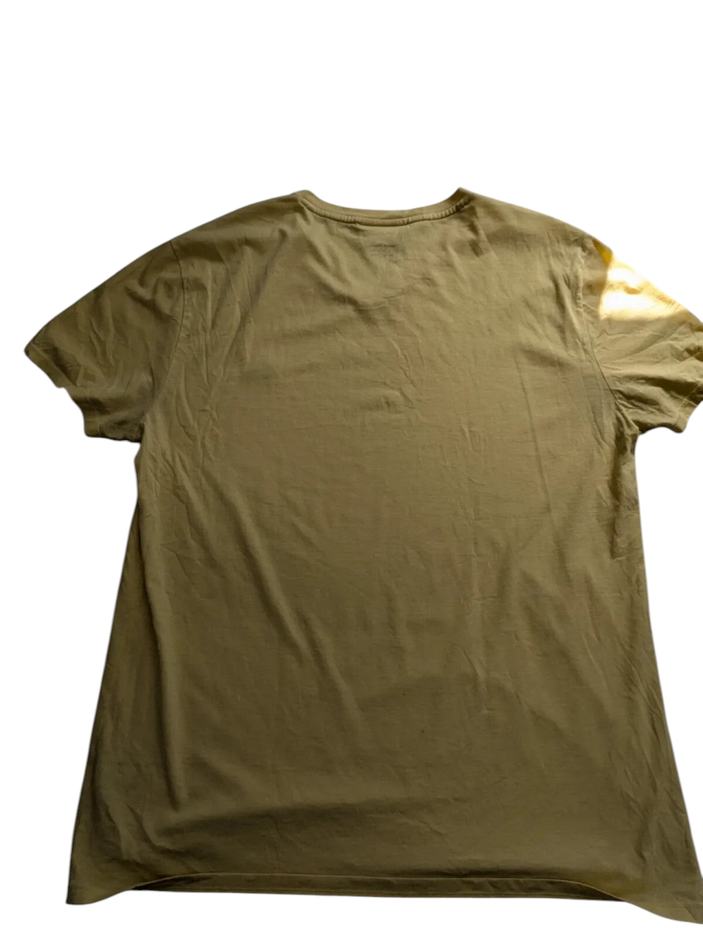 My Store pre-owned yellow Lacoste cotton V-neck T-shirt, back view showing regular fit.