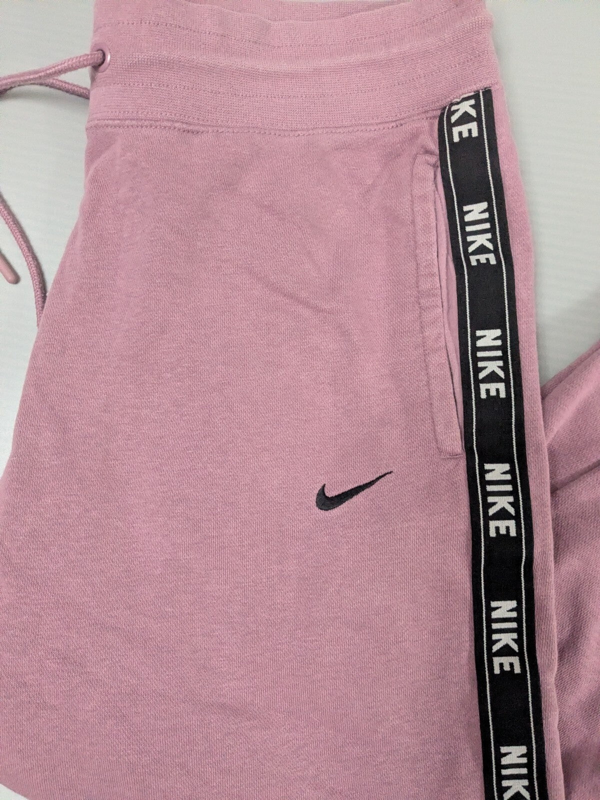 Nike Joggers Womens M Pink Logo-Tape Track Bottoms Sweatpants