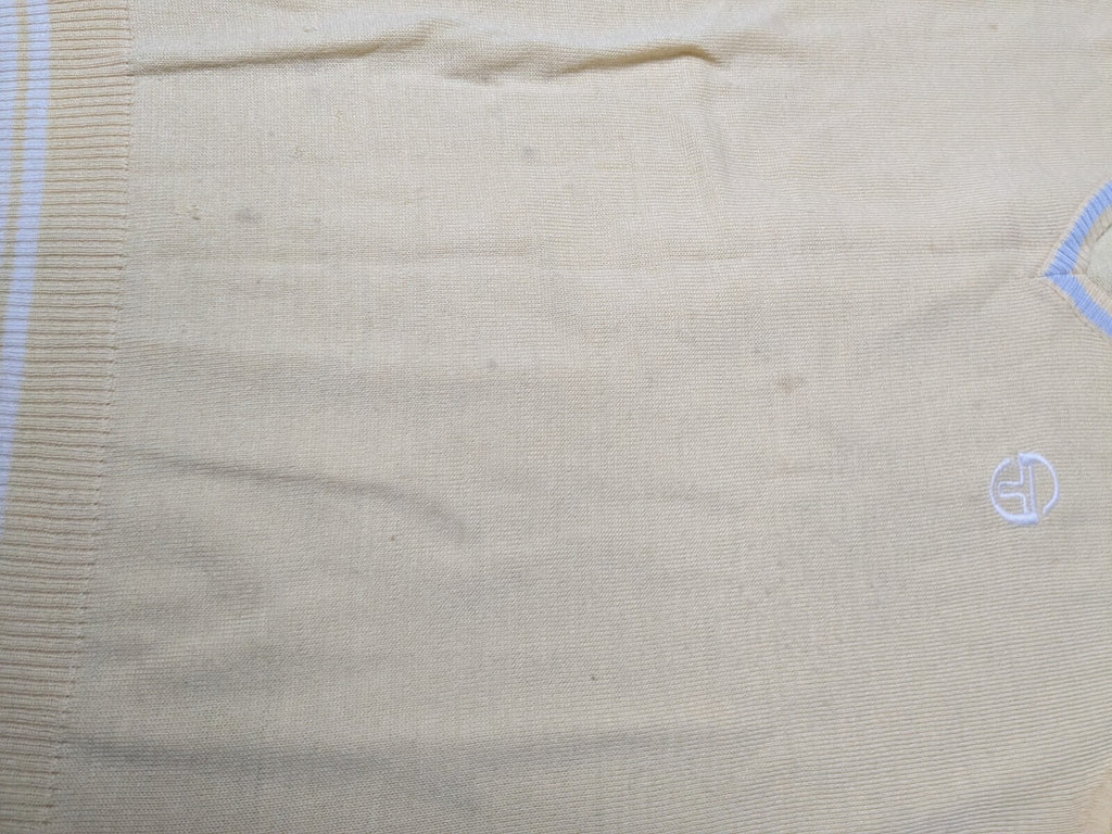 Vintage Sergio Tacchini Pastel Yellow Knit Sweater Vest / Size M (IT 48)