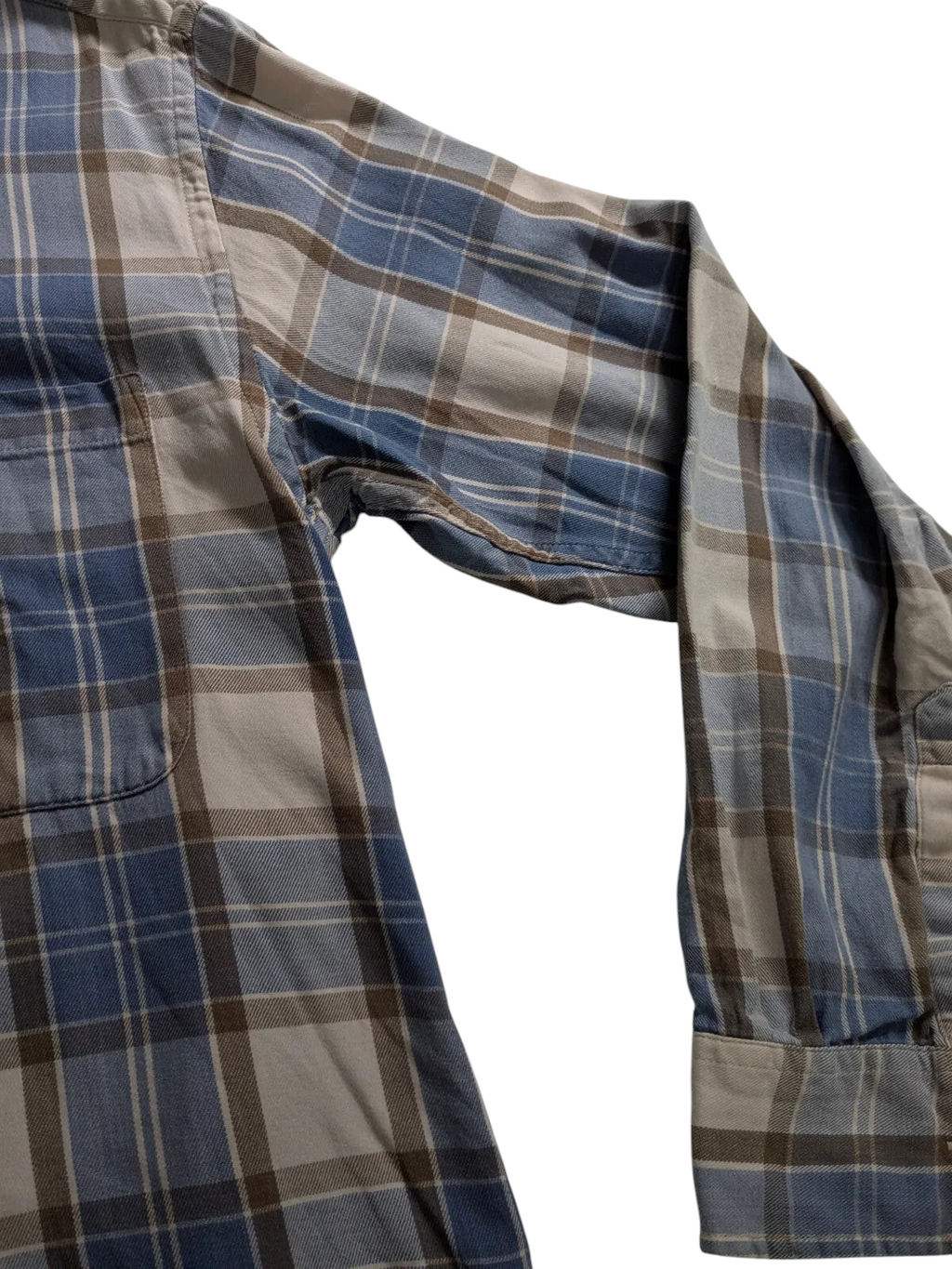 My Store Fila blue and beige plaid cotton long sleeve button up shirt with chest pocket