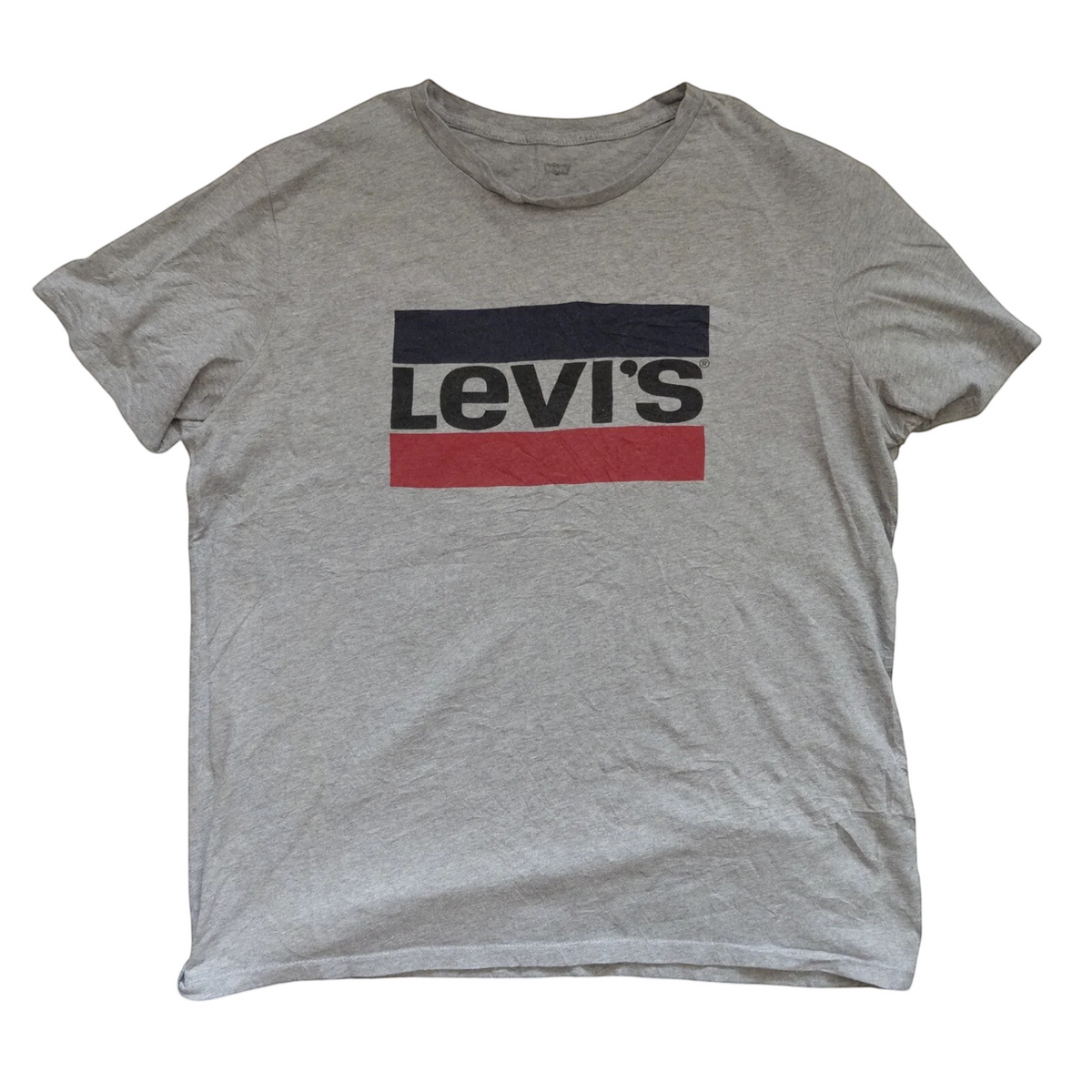 My Store grey Levi's crew neck t-shirt in cotton jersey with a black and red graphic logo on the chest