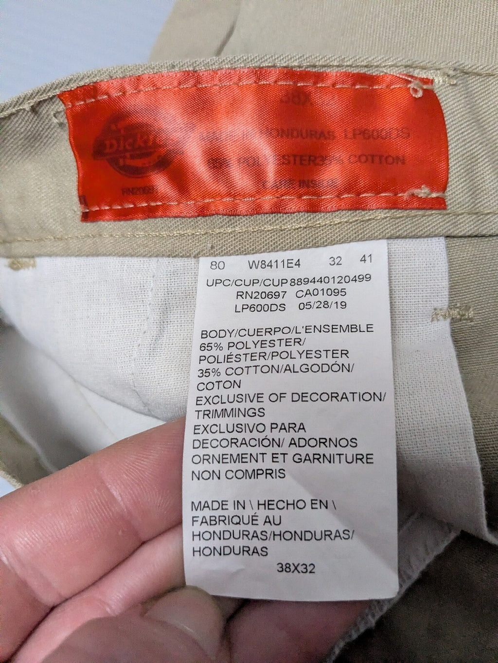 Dickies Cargo Pants Mens W38 L32 Beige Loose Fit Industrial Workwear