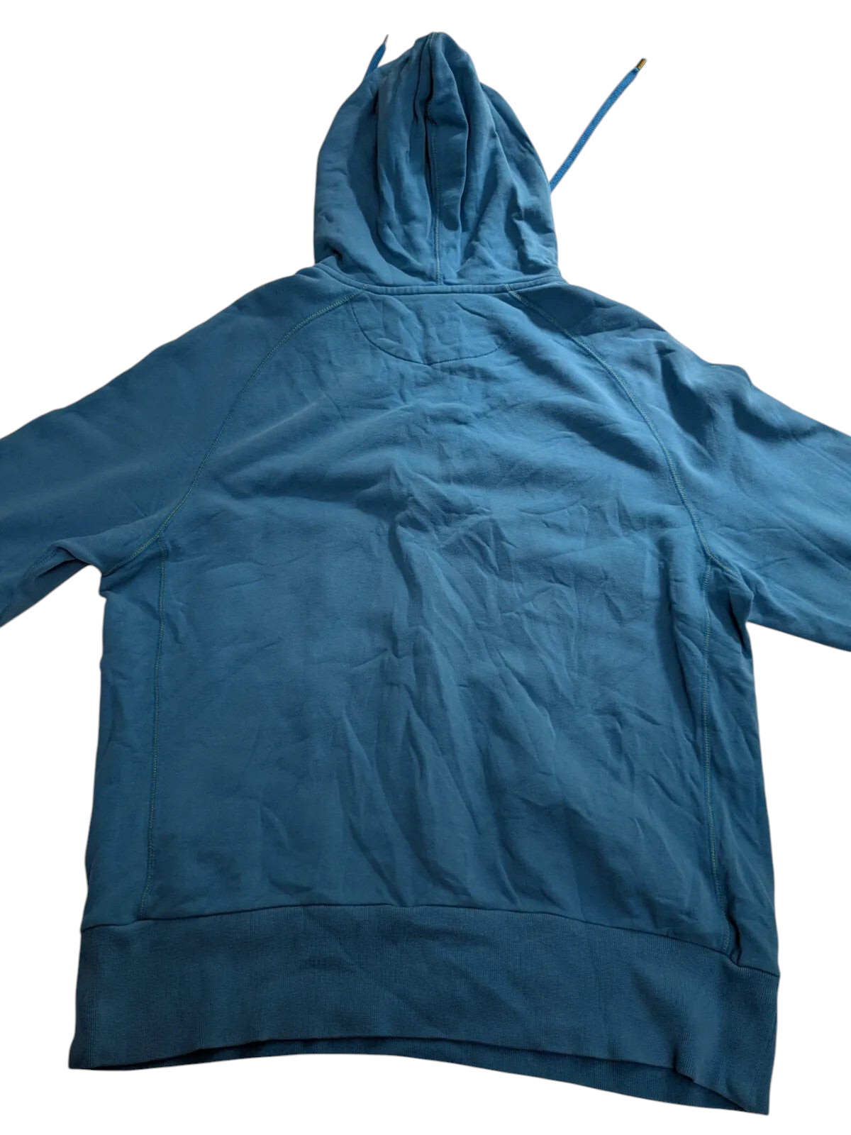 My Store Nike blue cotton quarter zip hoodie with a hood and drawstring, back view