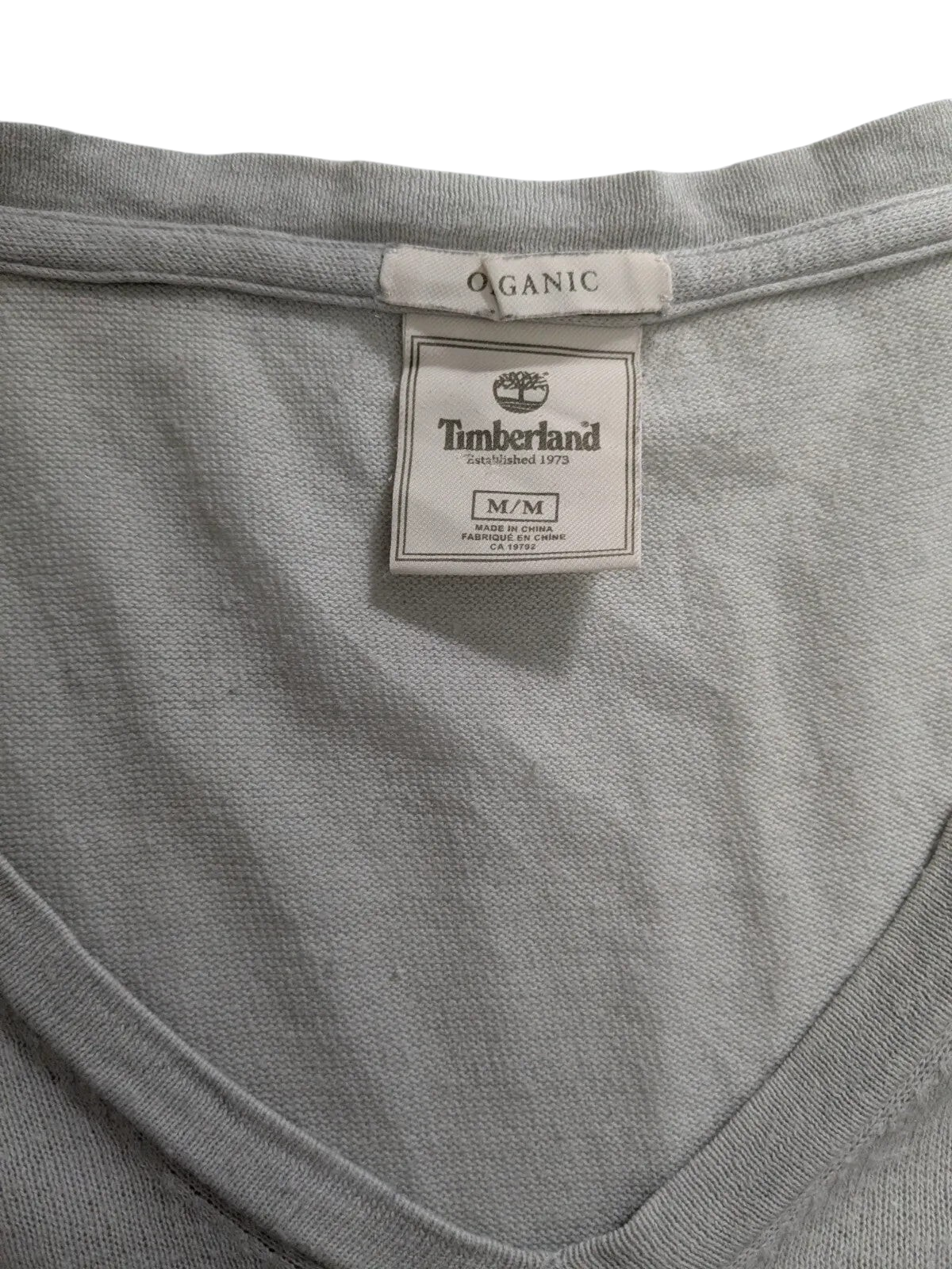 My Store Timberland medium grey cotton cashmere V-neck jumper with interior brand and size label