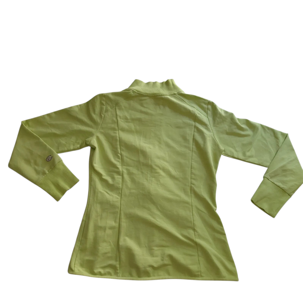 My Store lime green Champion track jacket with stand collar and logo, back view