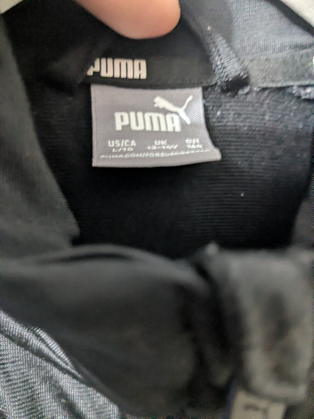 Puma Track Jacket Boys L Black Blue Full-Zip Athletic Sport Top