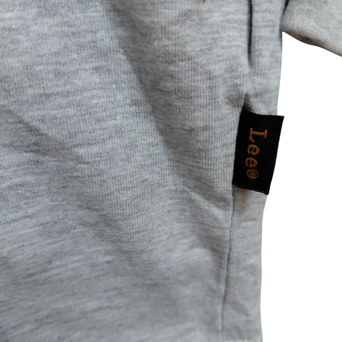 My Store Lee grey cotton blend long sleeve t-shirt featuring a branded side seam label