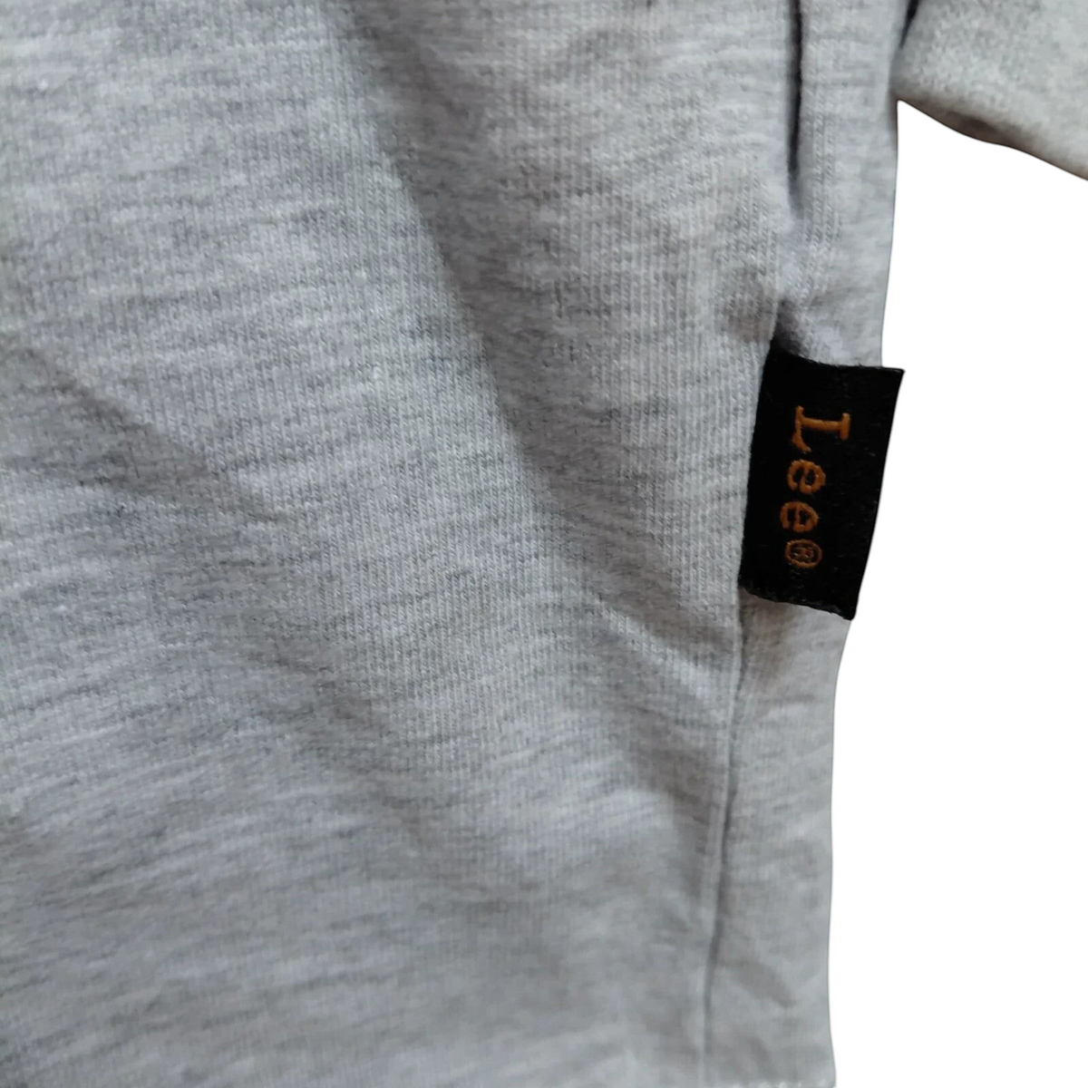 My Store Lee grey cotton blend long sleeve t-shirt featuring a branded side seam label