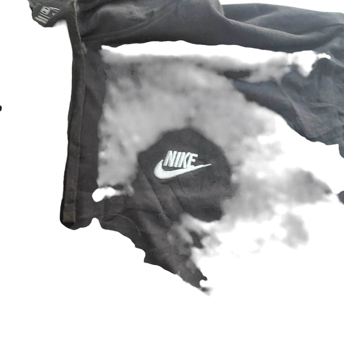 My Store pre-owned black Nike pullover hoodie with white embroidered logo and drawstring hood
