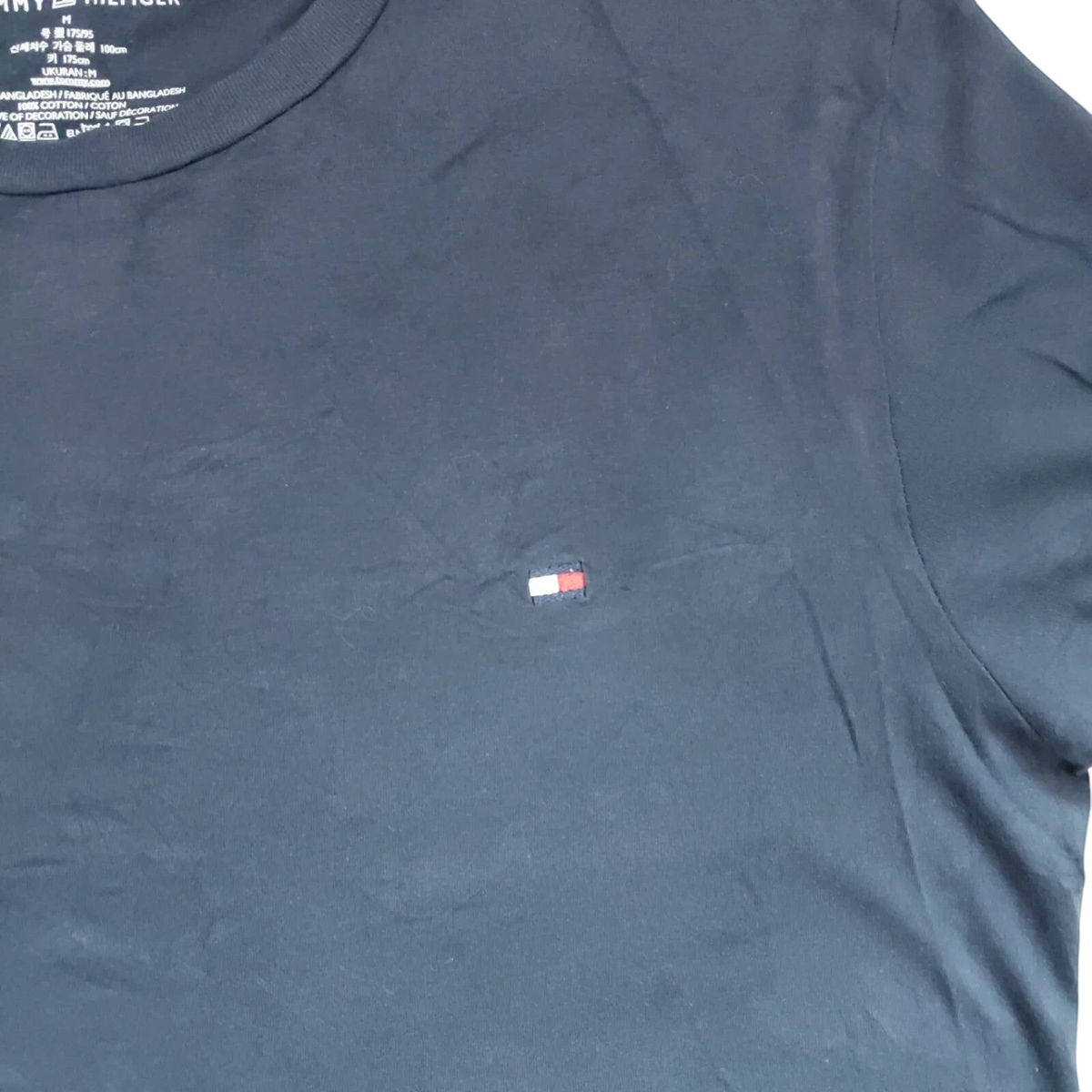 My Store navy Tommy Hilfiger cotton crew neck t-shirt with small embroidered logo detail