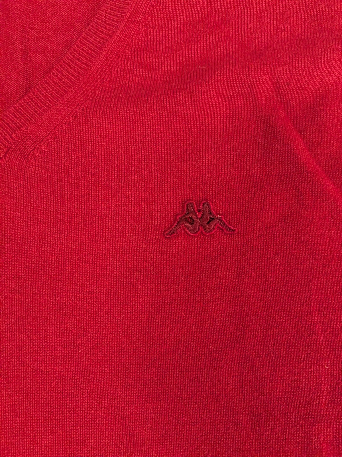 Kappa Sweater Mens 2XL Red V-Neck Knit Jumper