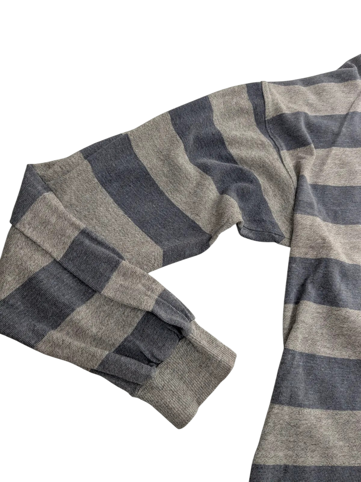 My Store grey and dark grey striped long sleeve polo shirt sleeve detail