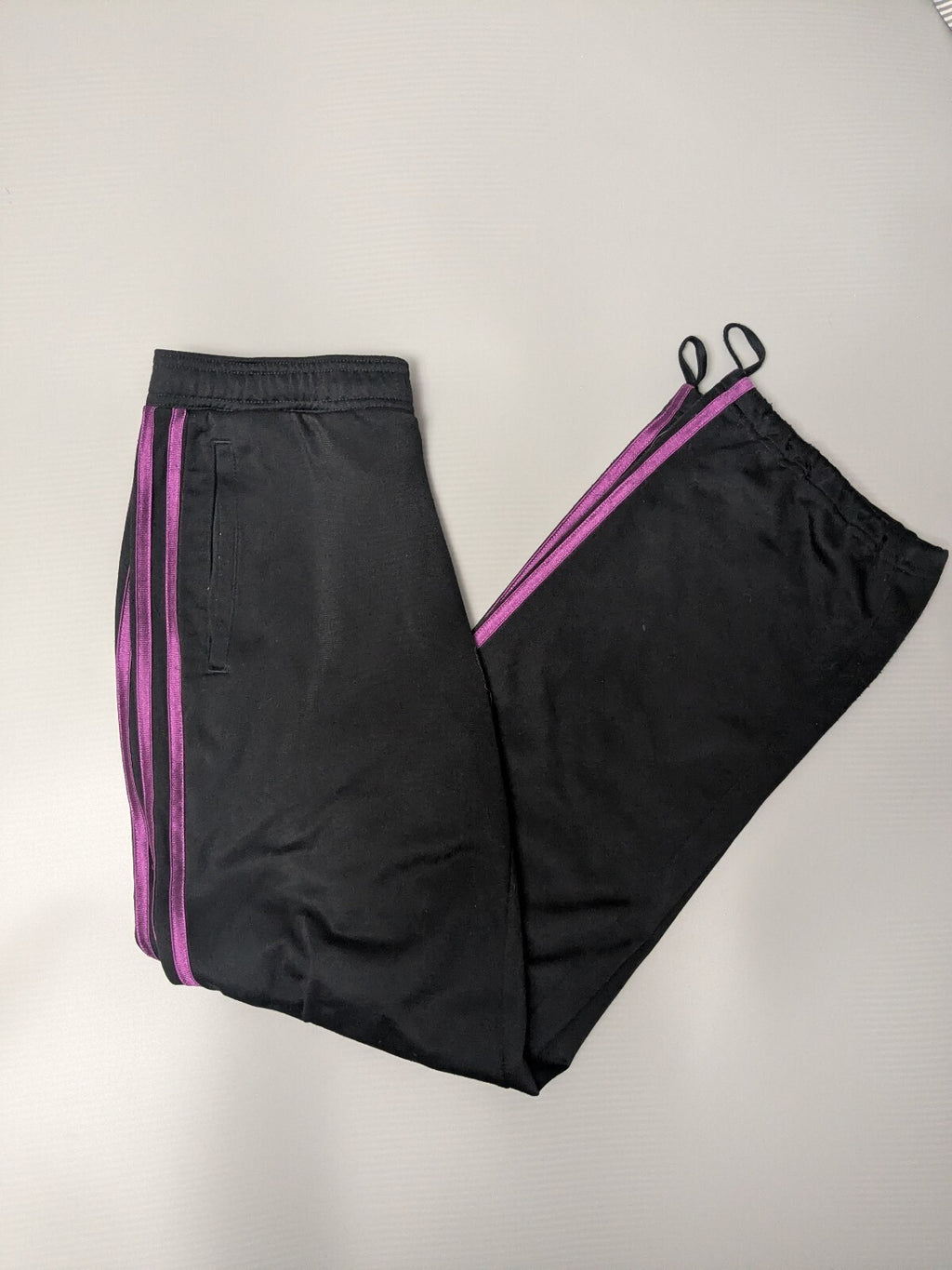 Adidas Track Pants Womens UK 10 12 Black Y2K Striped Joggers