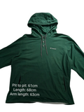 My Store Columbia green cotton hooded pullover with button placket and front pocket