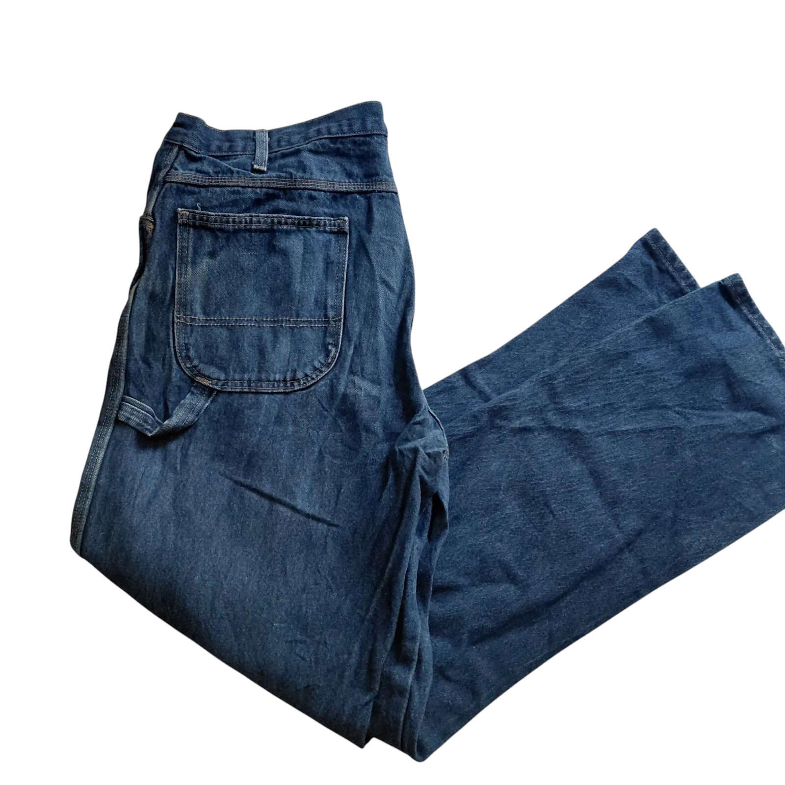 My Store Dickies mid blue wash denim carpenter jeans with utility pockets and a regular straight fit.